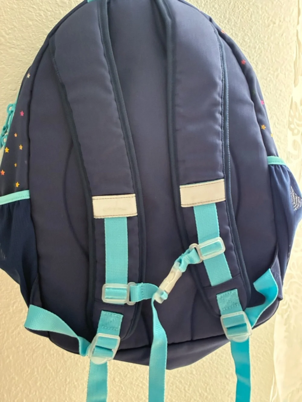 Kids Navy Star Print Backpack with Teal Accents